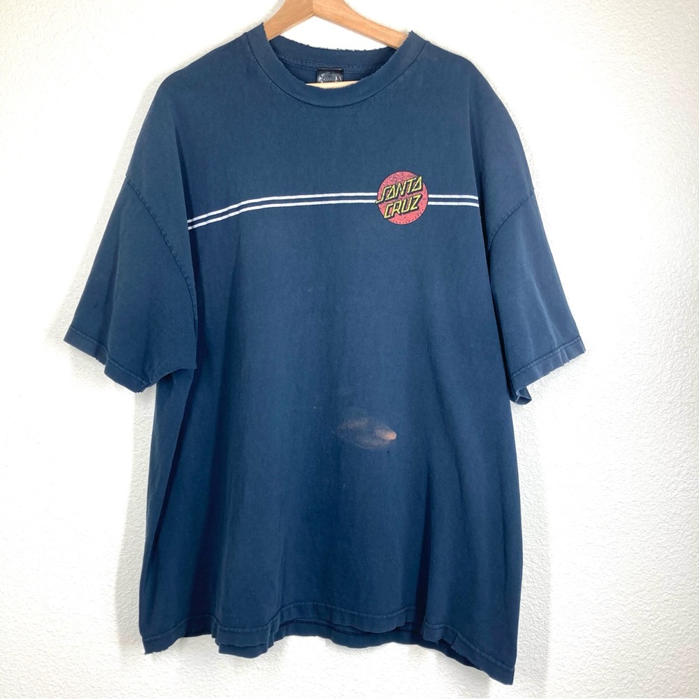 Y2K santa Cruz Tee Shirt Short Sleeves Blue XXL Cotton Distressed Skate